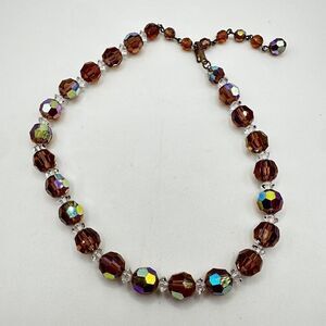 Vintage Laguna, Aurora Borealis crystal beaded choker style necklace!